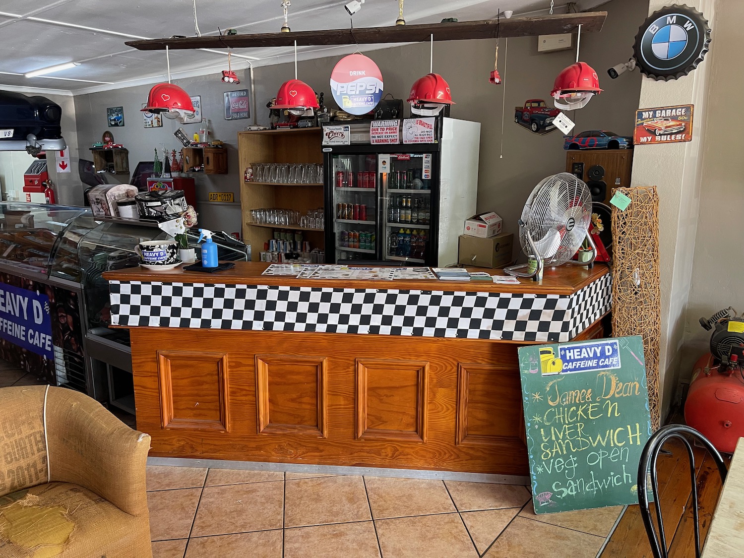 a counter in a restaurant