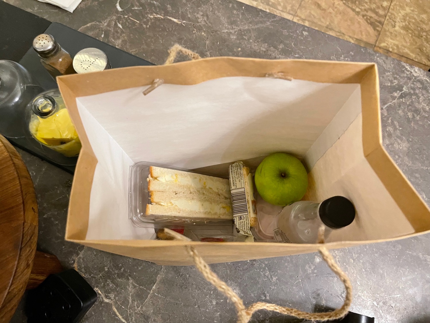 a bag with food in it