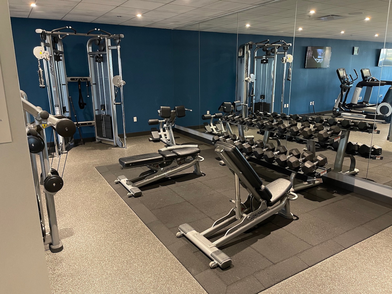 a room with exercise equipment