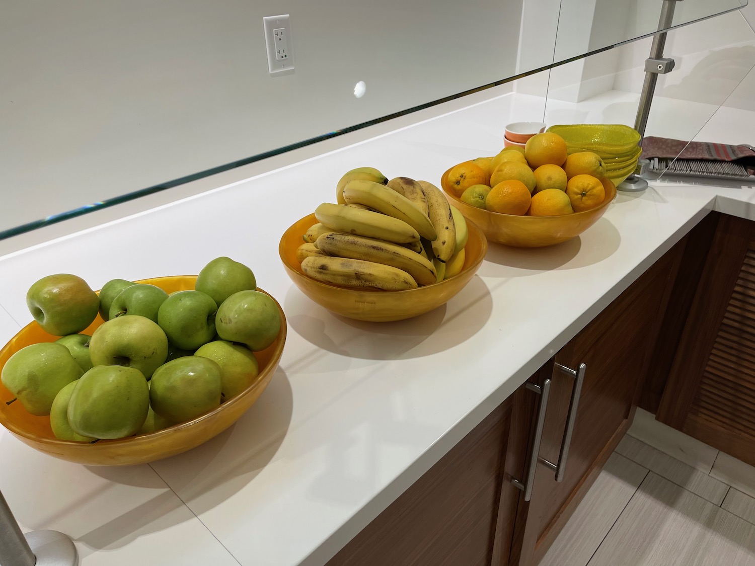 a group of bowls of fruit