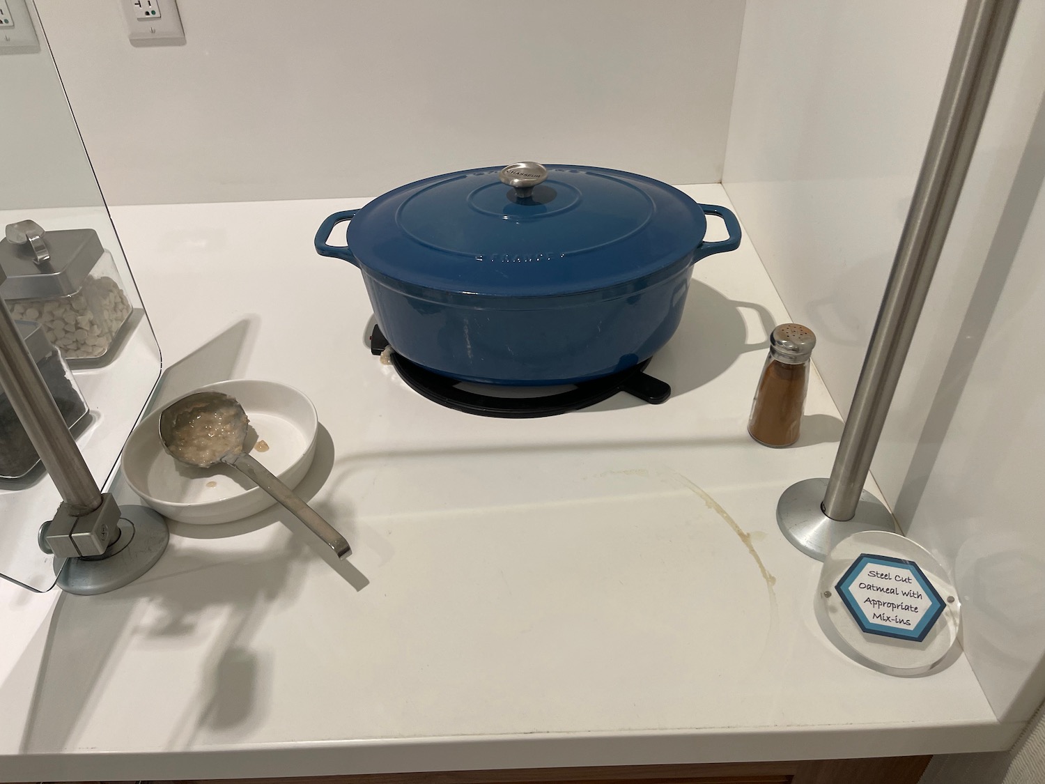 a blue pot on a stove