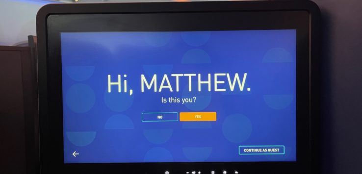 a screen on an airplane