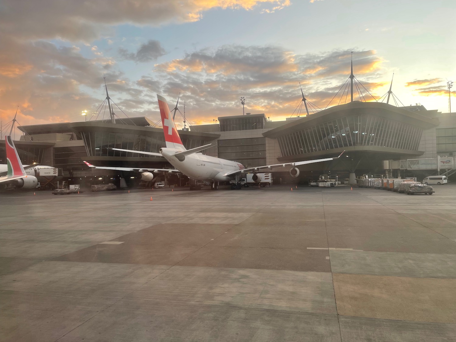 an airplane parked at an airport