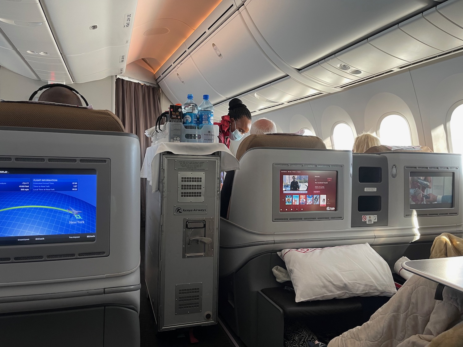 a group of people sitting on a plane