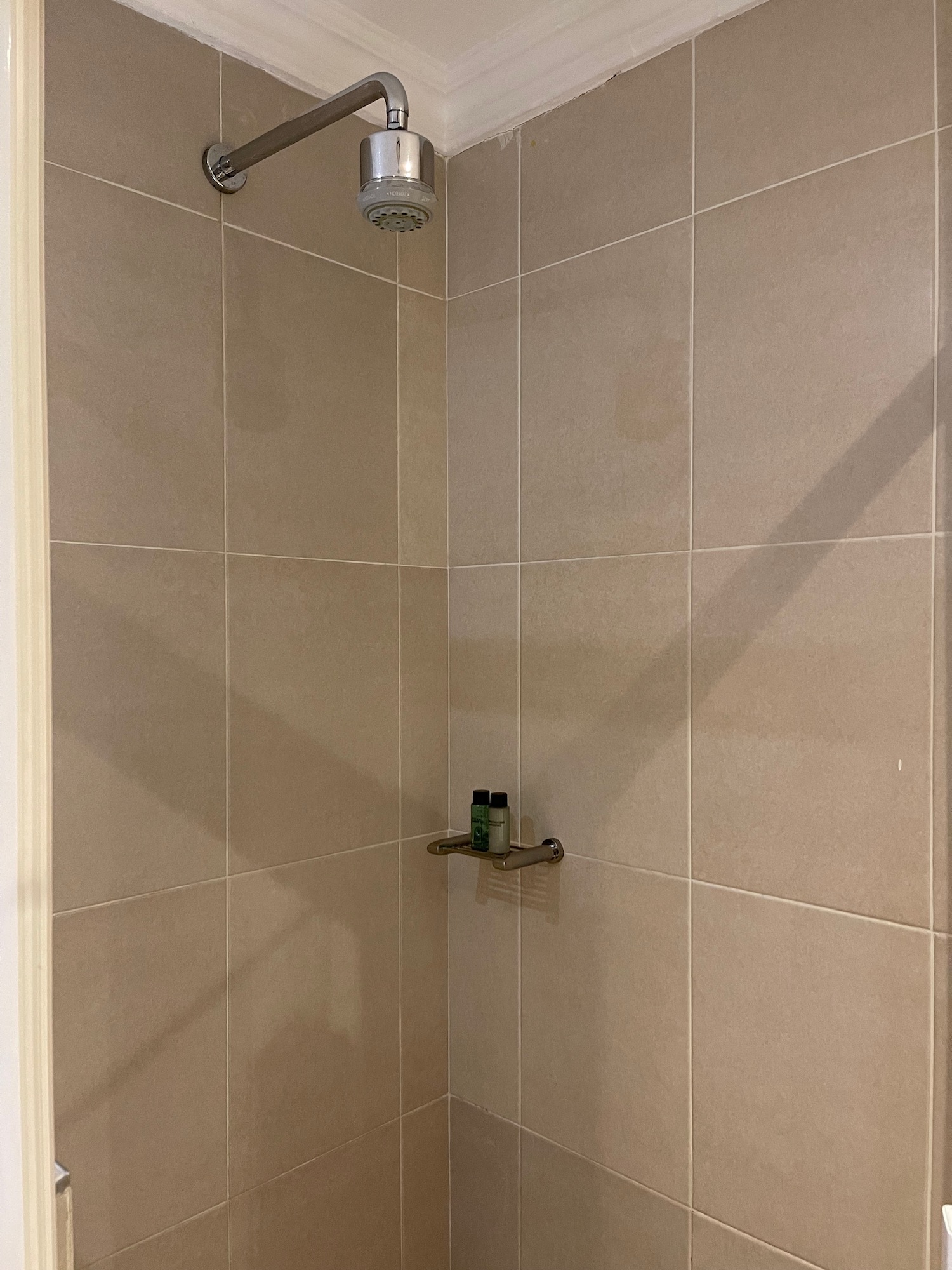 a shower with a shower head