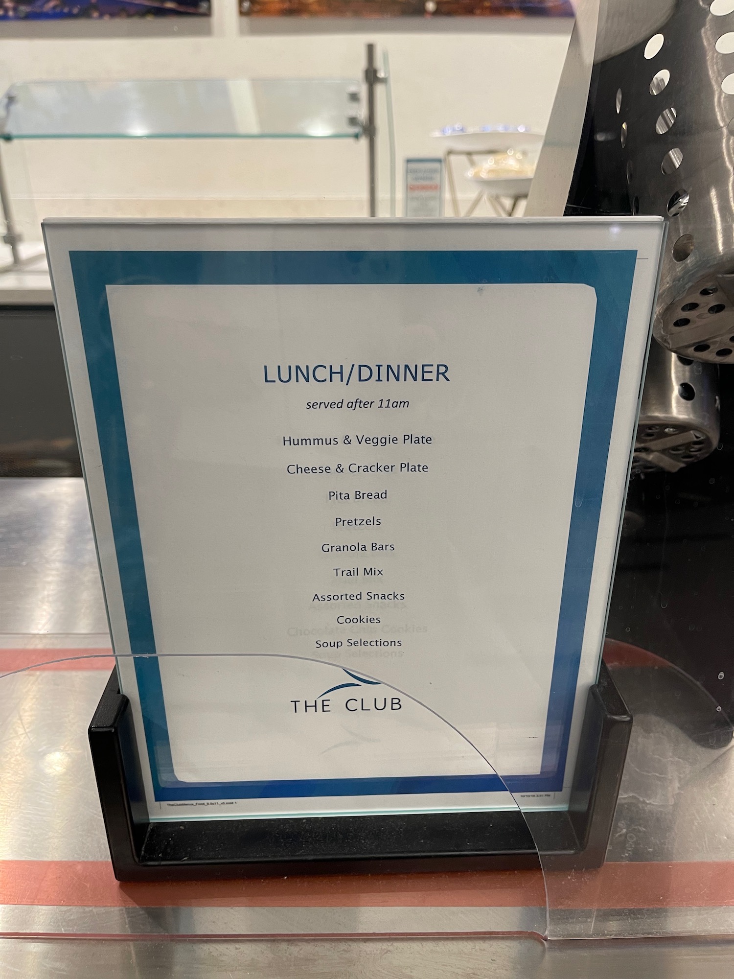 a menu on a stand