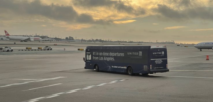 a bus on a runway