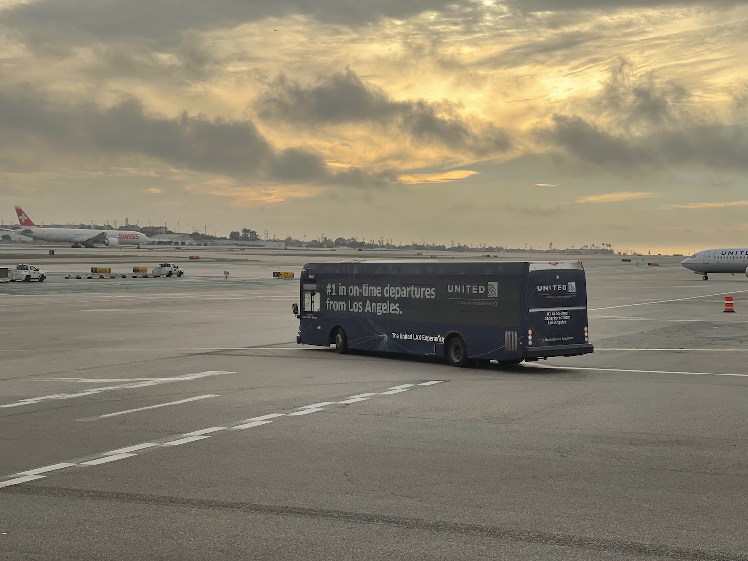 a bus on a runway