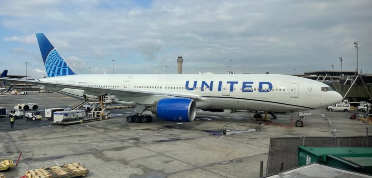 a plane parked at an airport