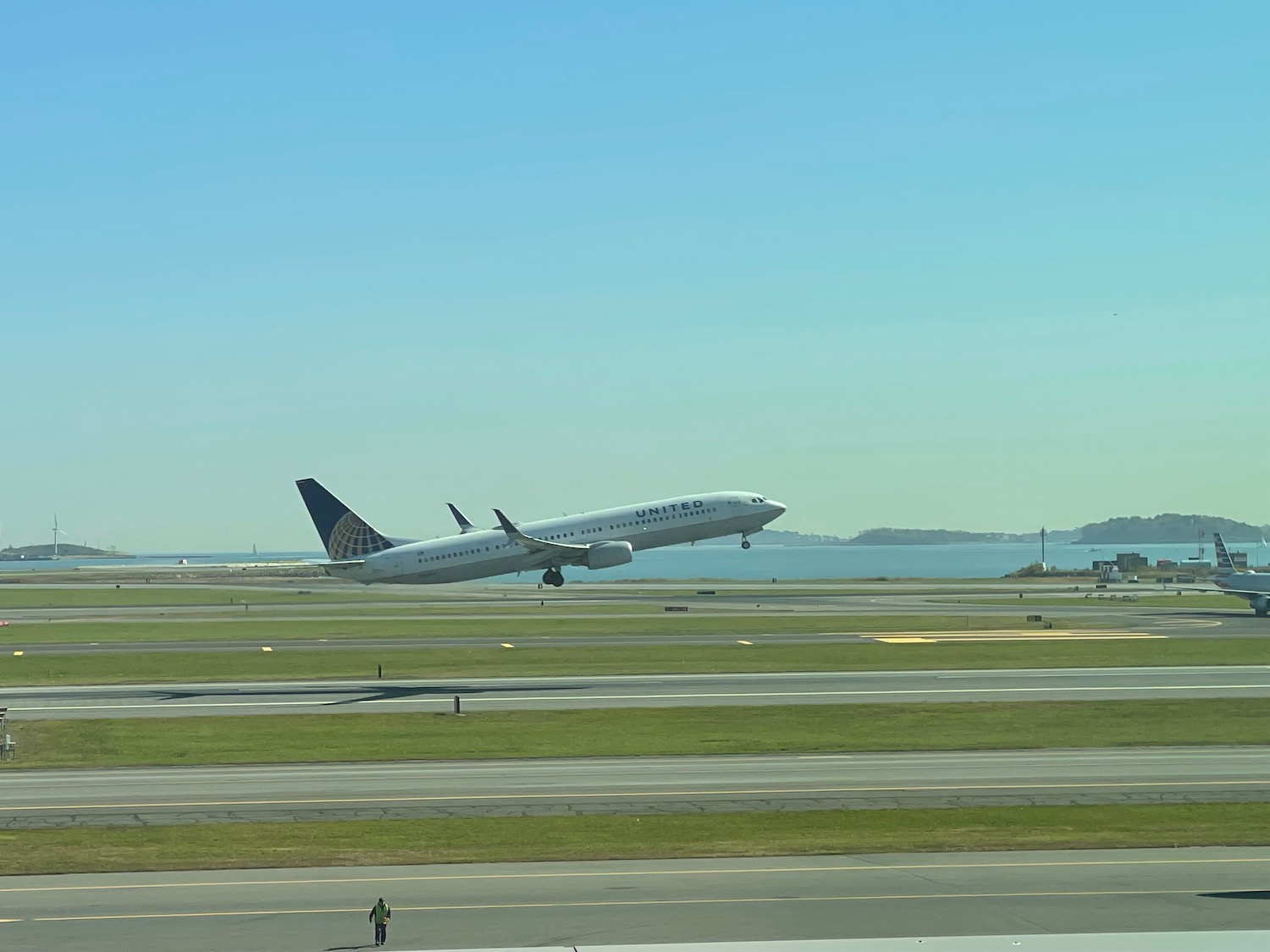 an airplane taking off from a runway