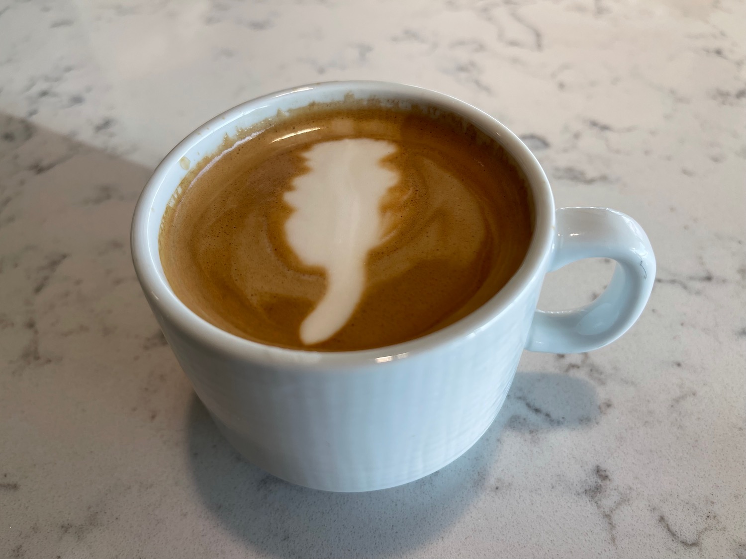 a cup of coffee with a foam in it