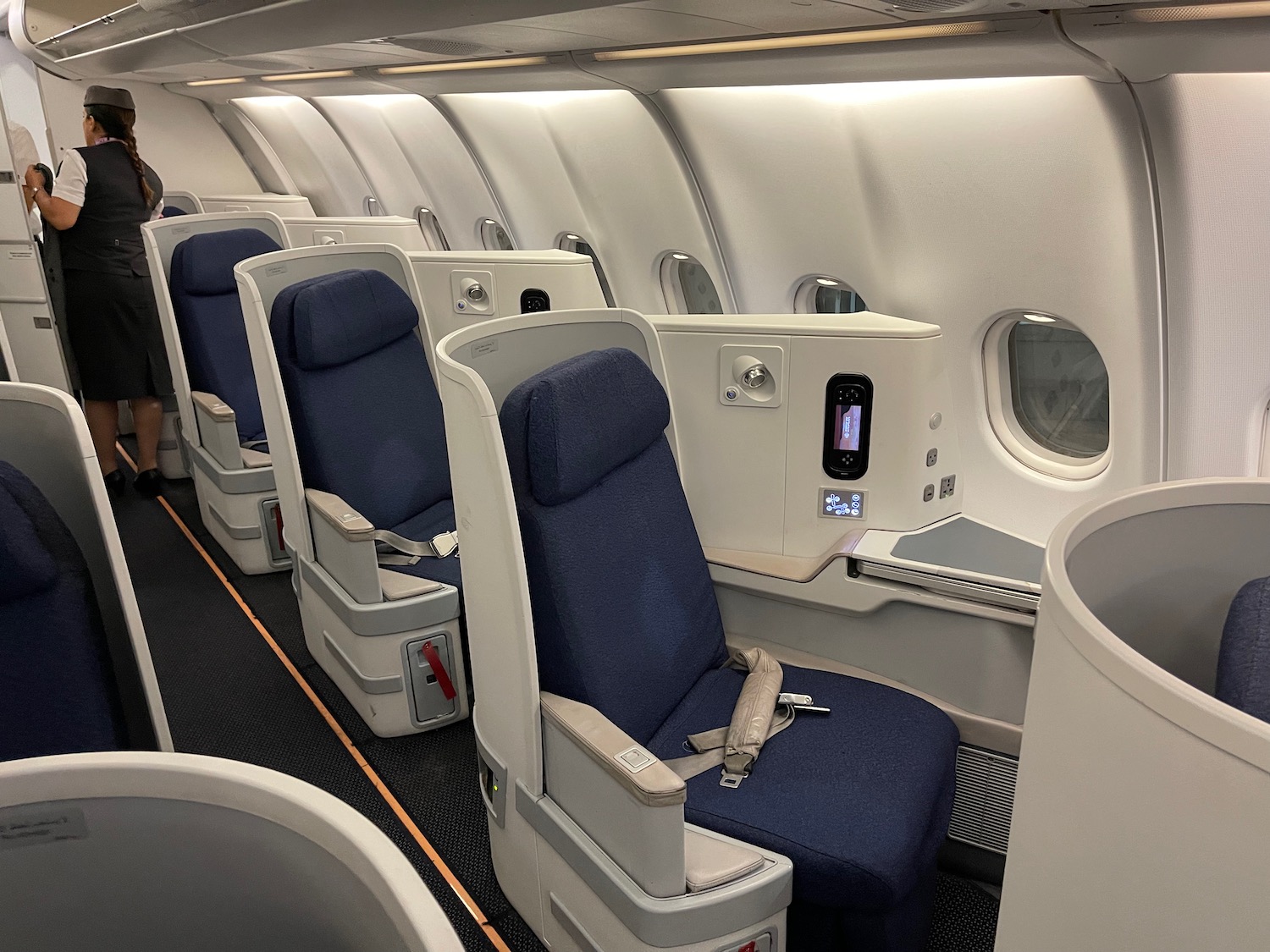 a row of seats in an airplane