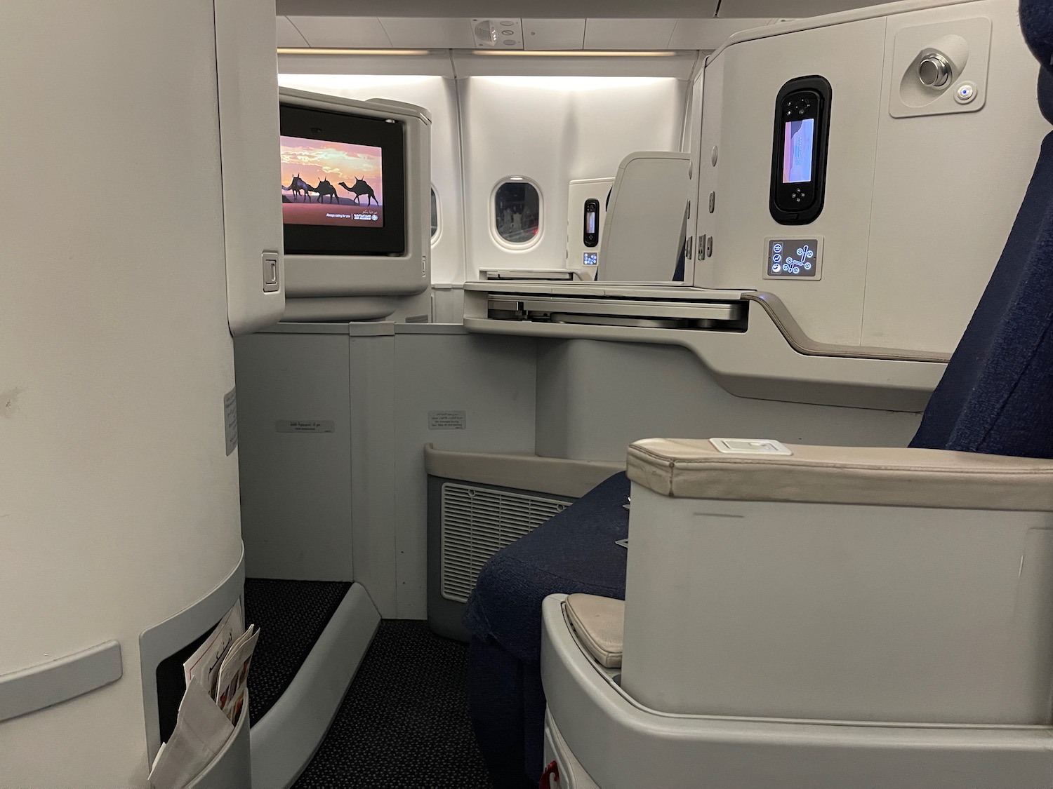 a tvs and a television in an airplane