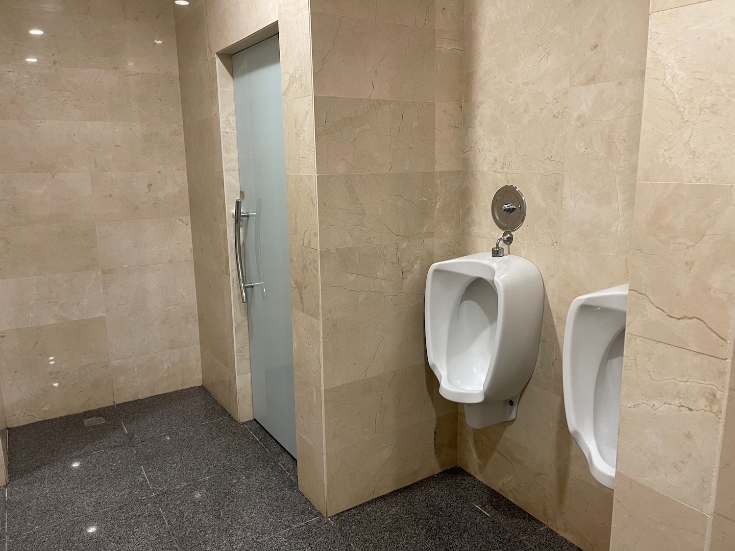 a urinals in a bathroom