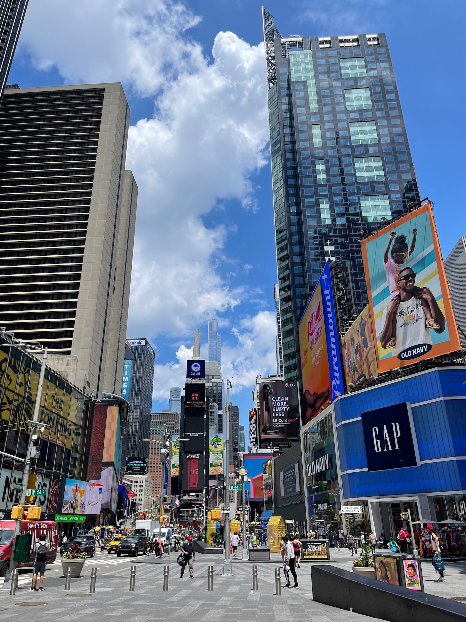 Times Square street with tall buildings and people