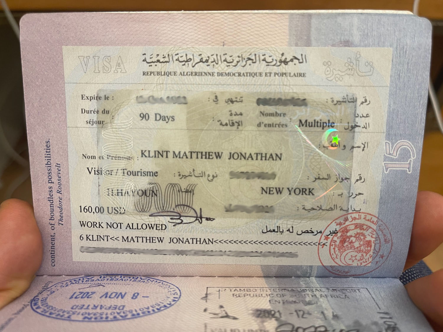 a passport with a visa