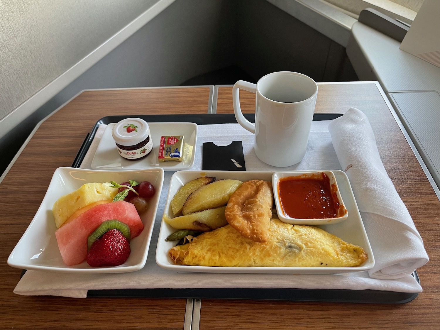 a tray of food on a table