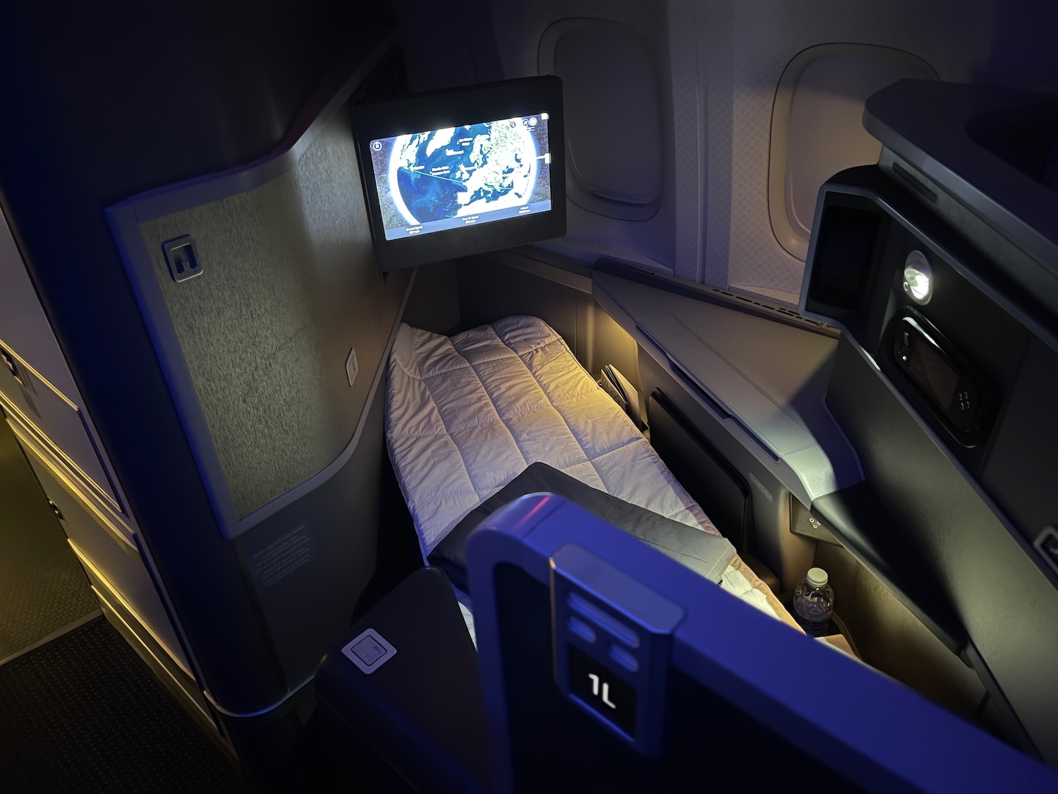 a bed in a plane