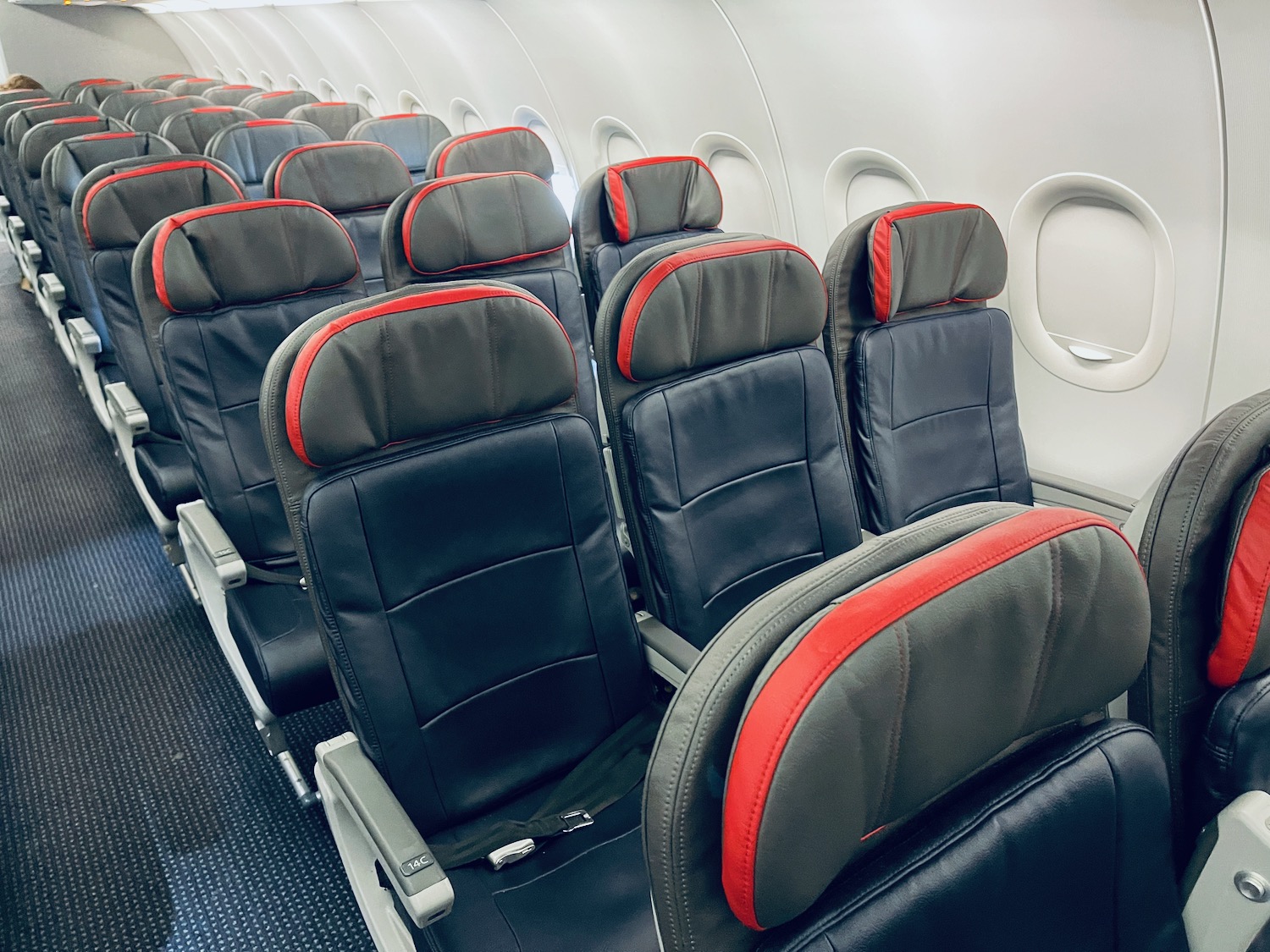 a row of seats on an airplane