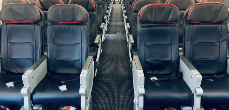 rows of seats in an airplane