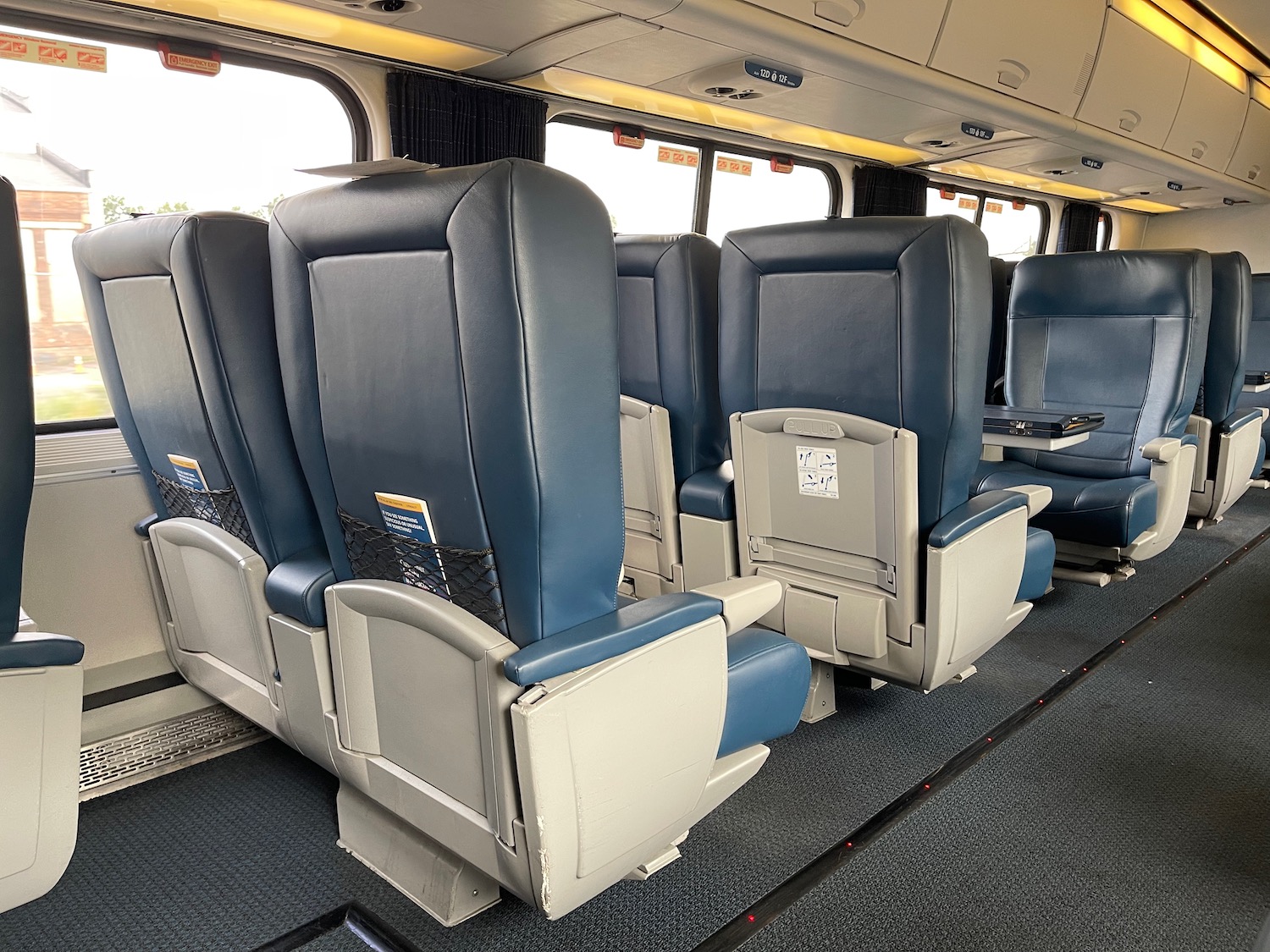 a row of seats in a bus