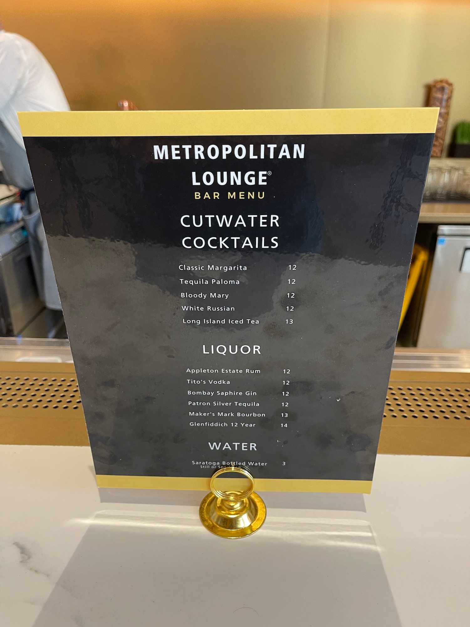 a menu on a counter