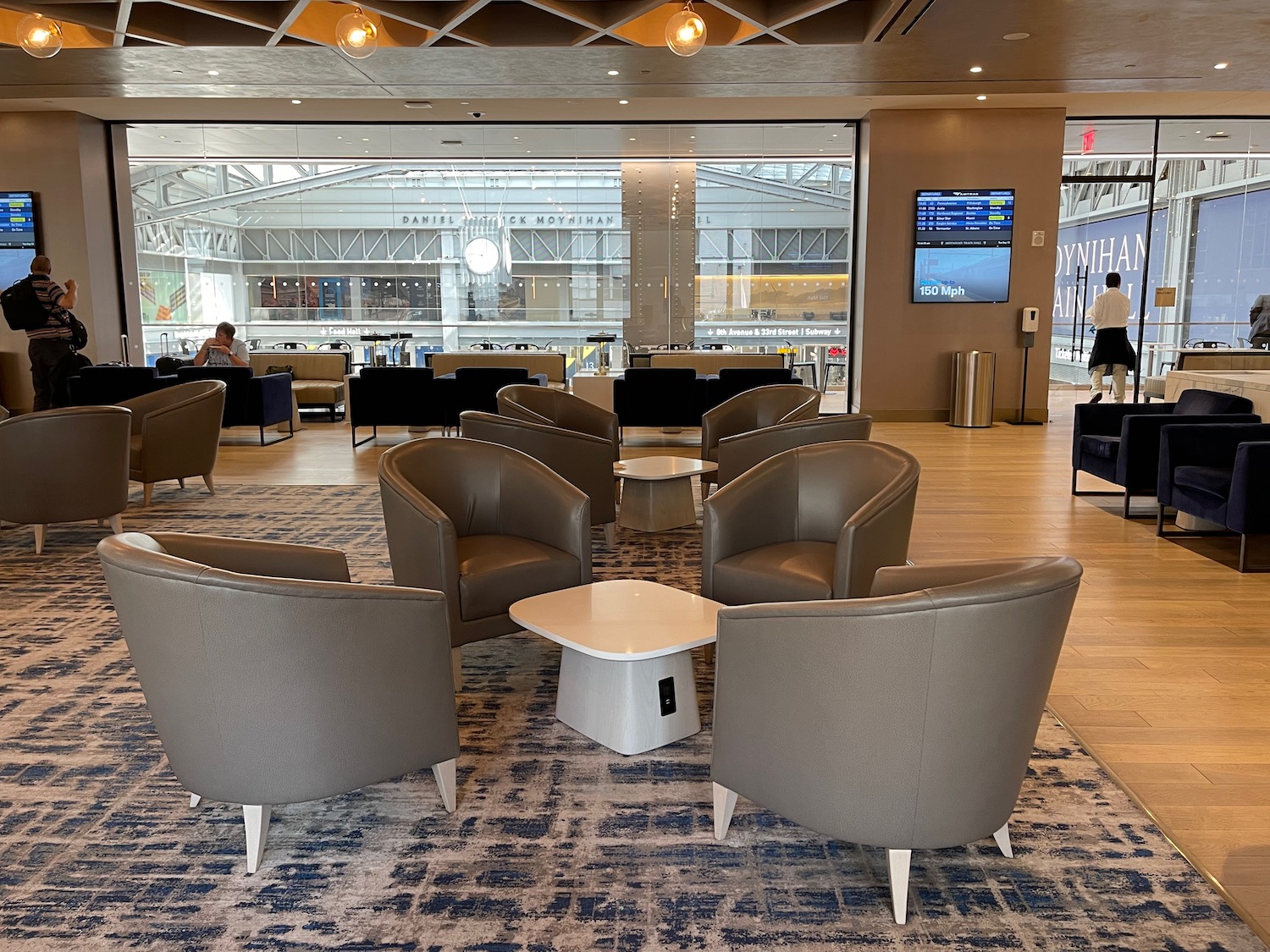 a group of chairs in a lobby