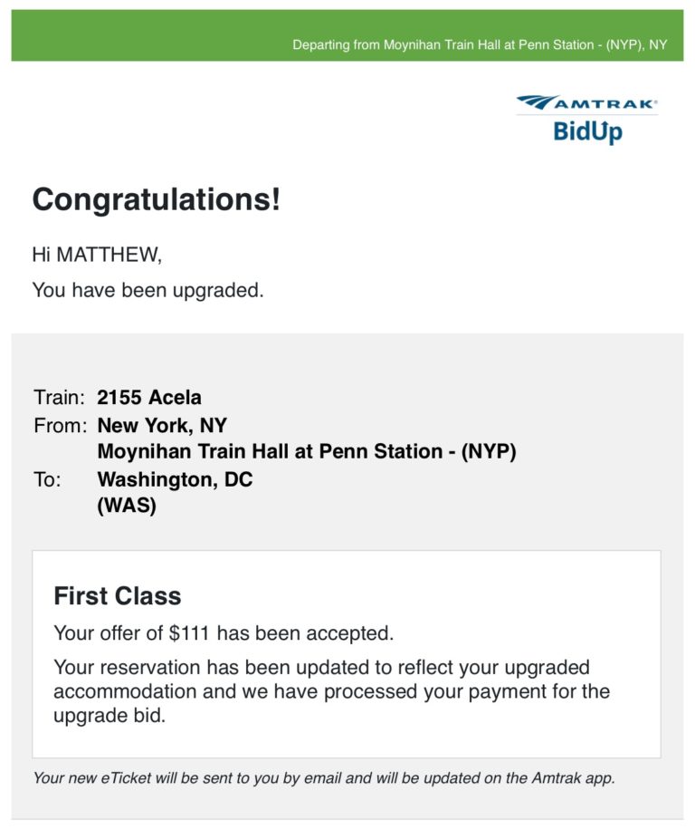 How To Bid For An Upgrade On Amtrak Live and Let's Fly