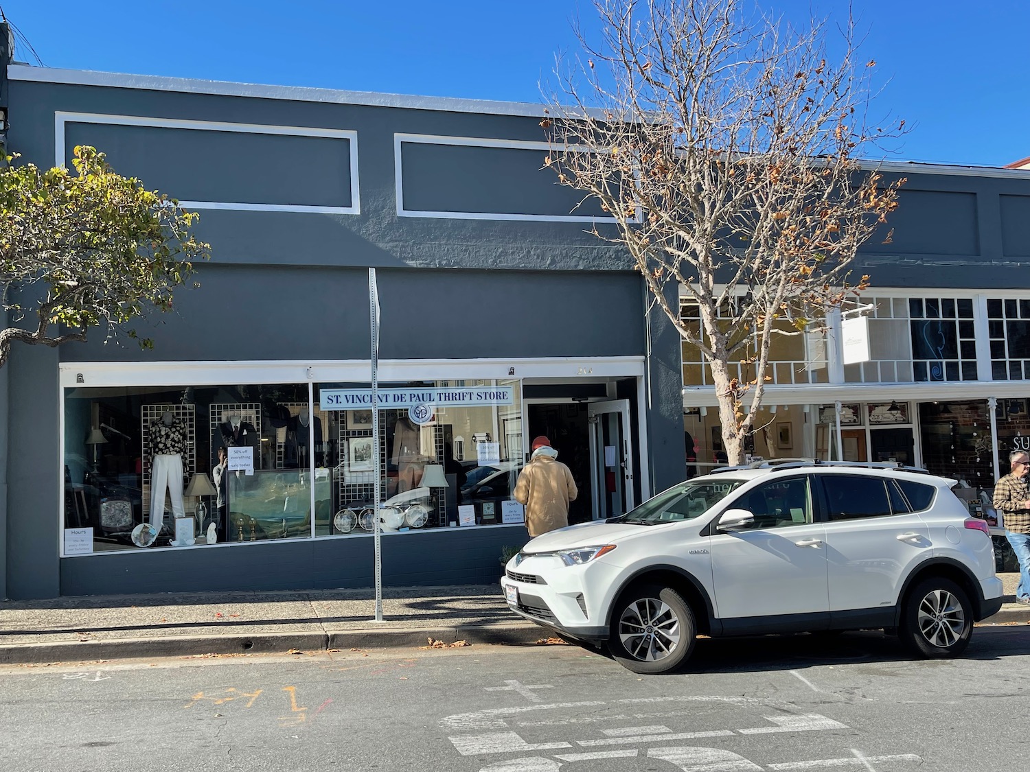 a car parked outside of a store