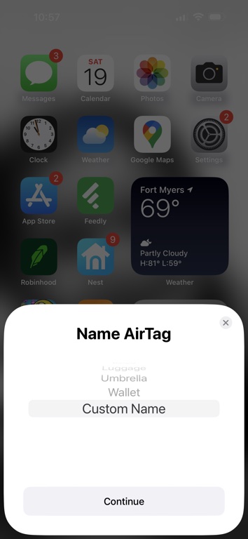 Choose common AirTag name