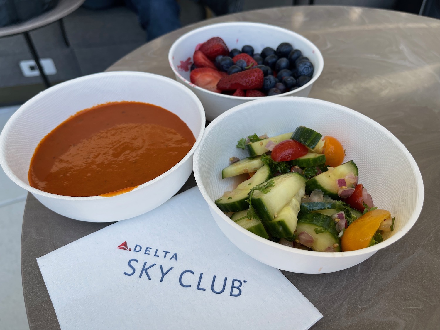 a group of bowls of food