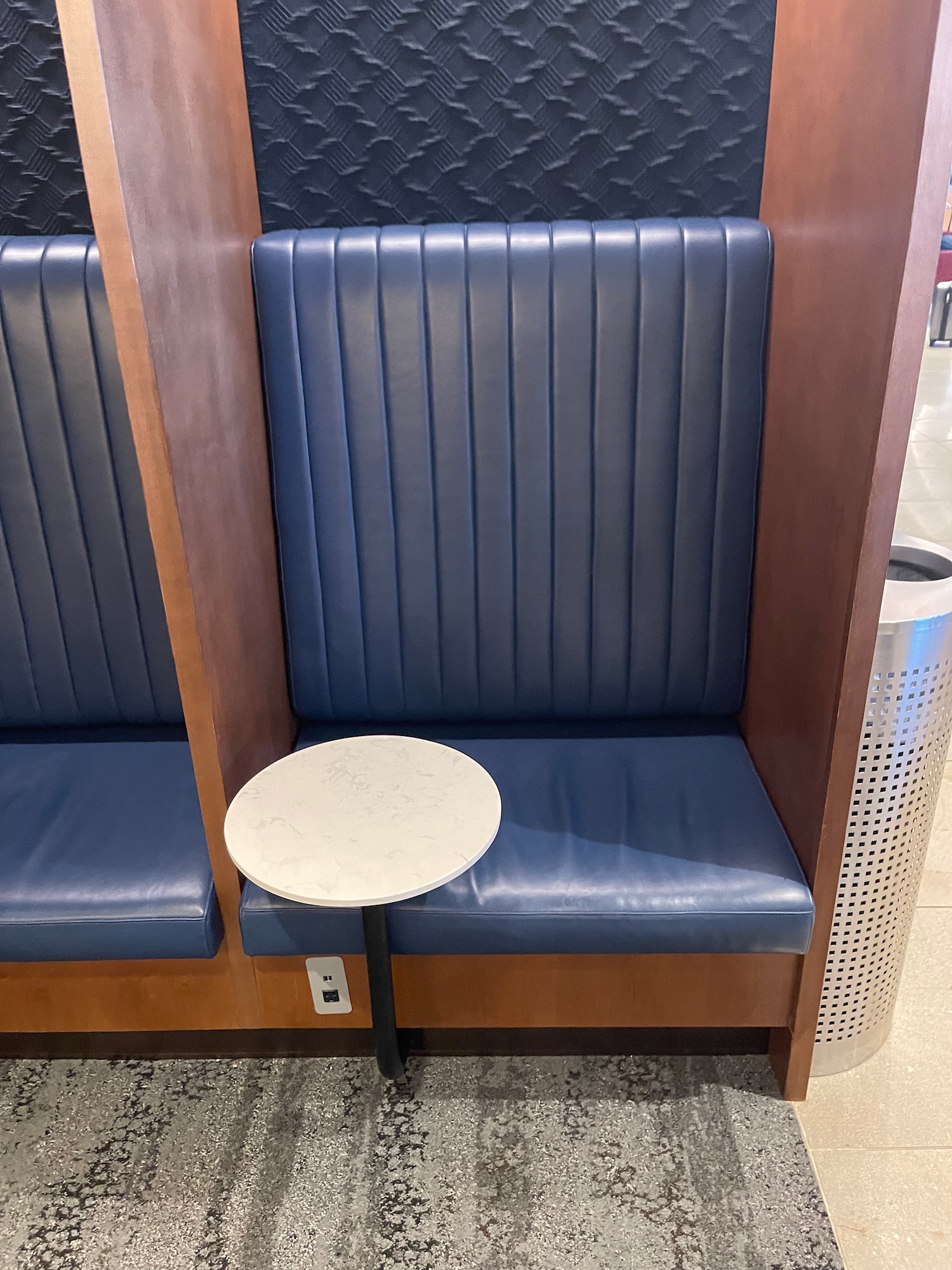 a table next to a booth