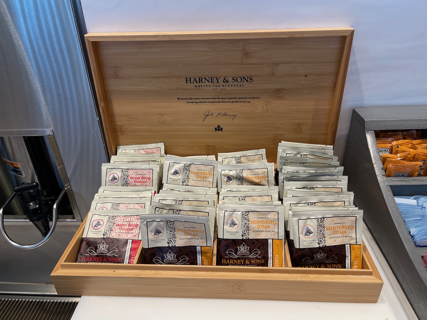 a box of tea in a wooden case