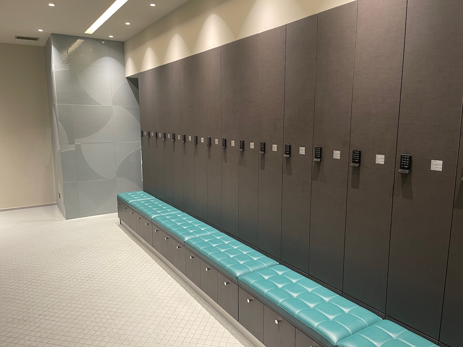 a row of lockers in a locker room