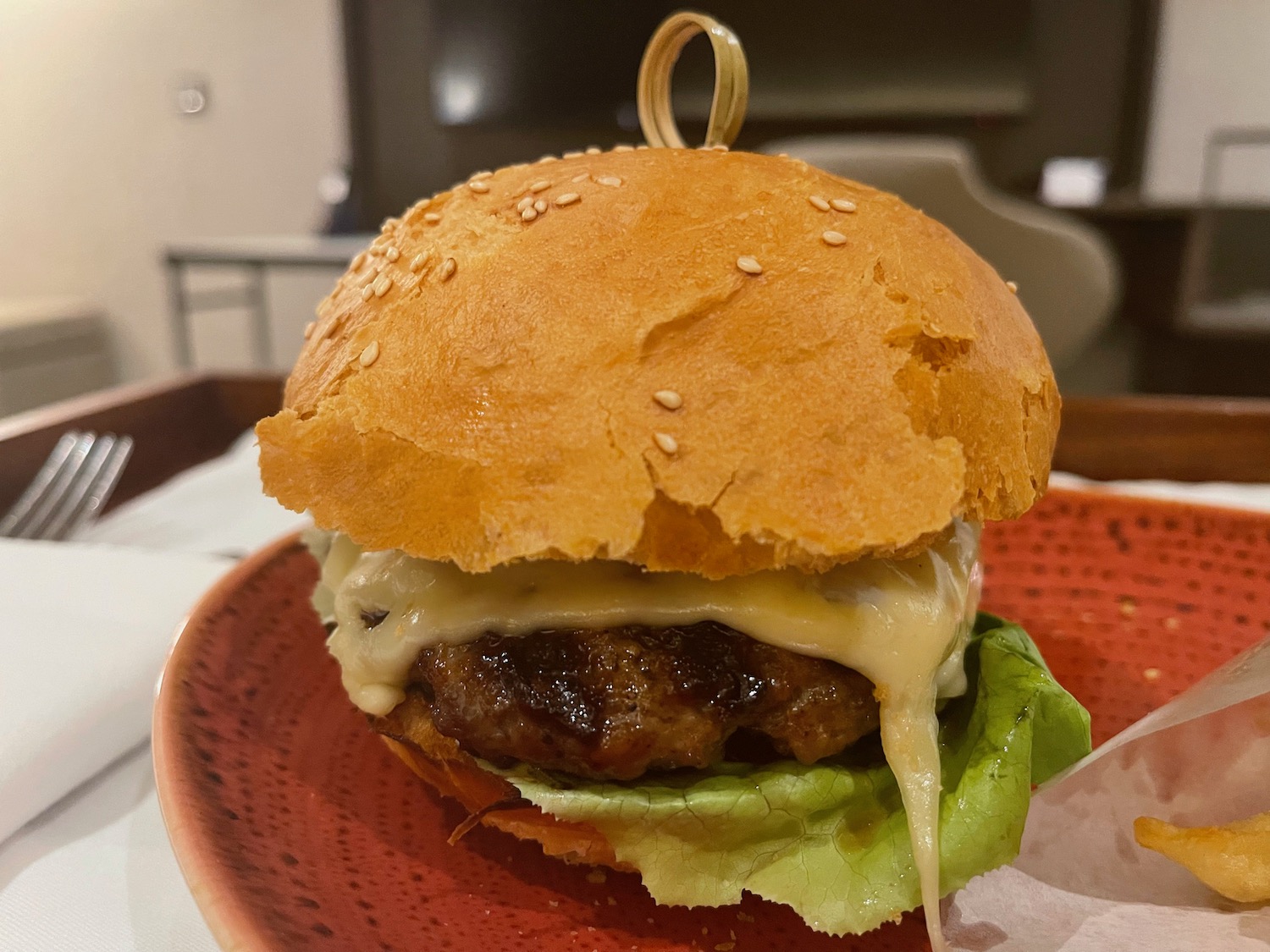 a burger on a plate