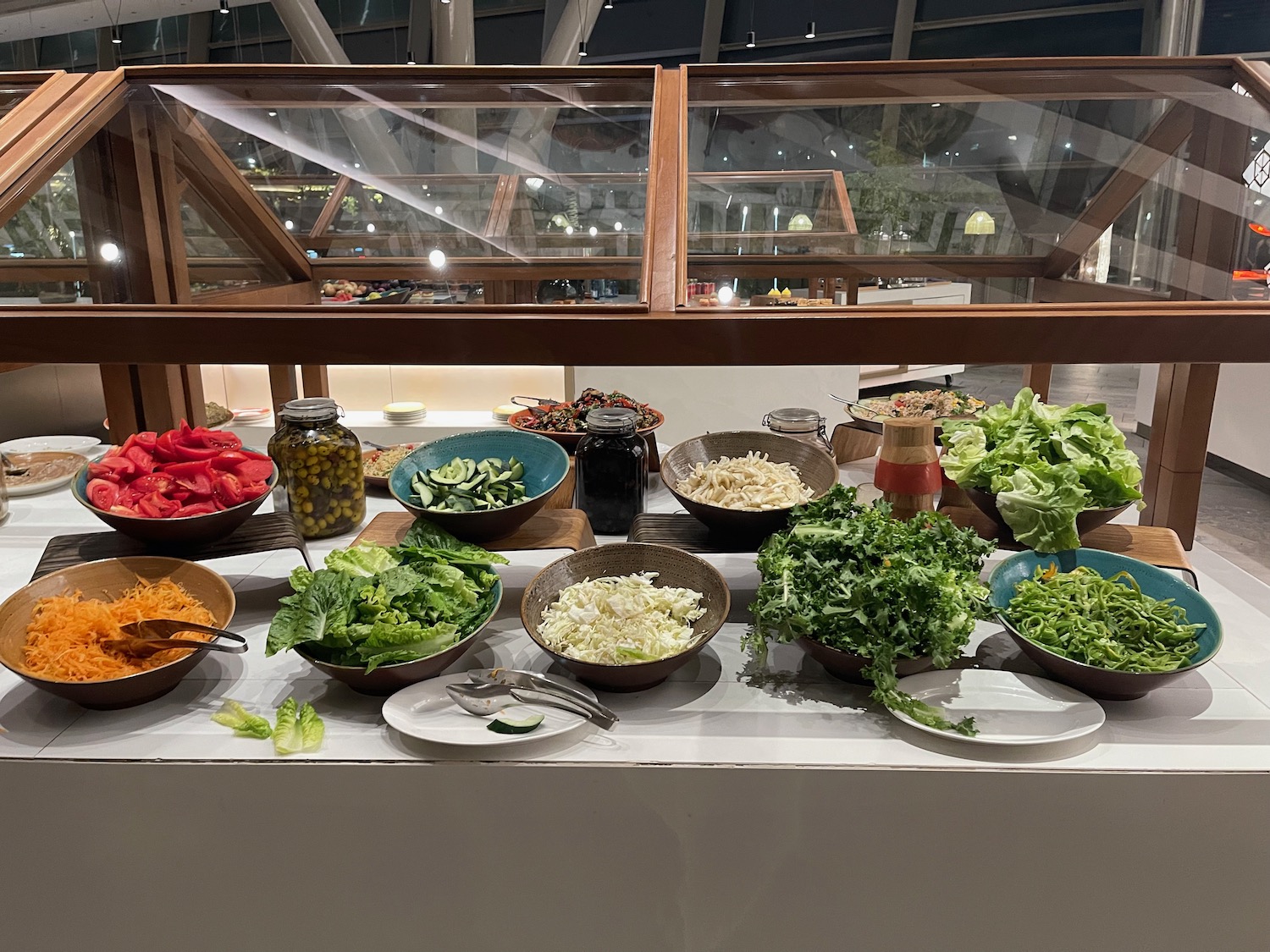 a table with bowls of food