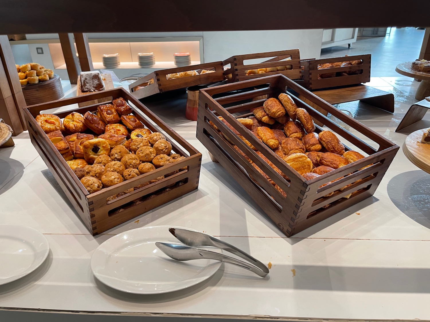 a group of baskets of pastries