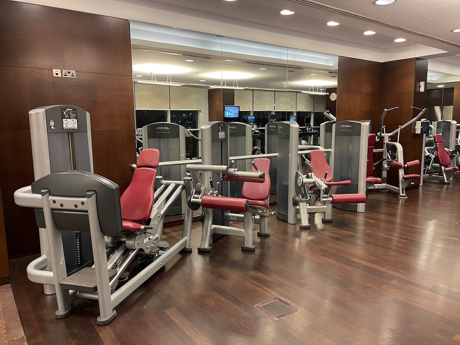 a room with gym equipment