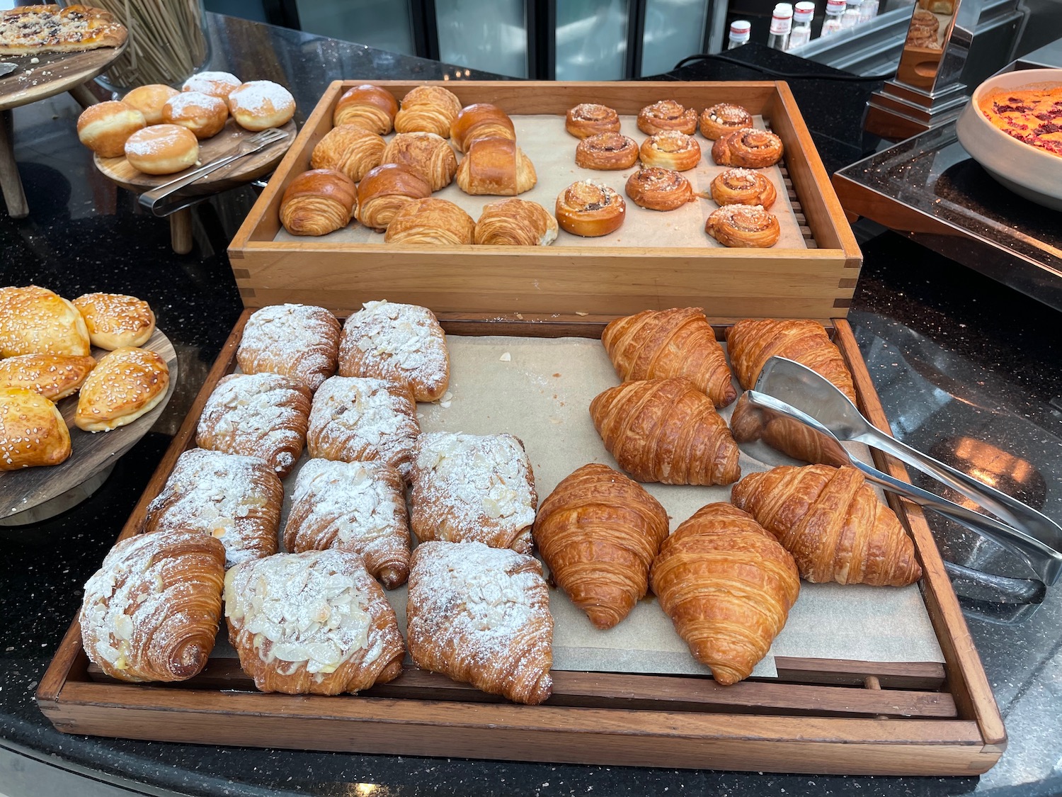 a tray of pastries on a table