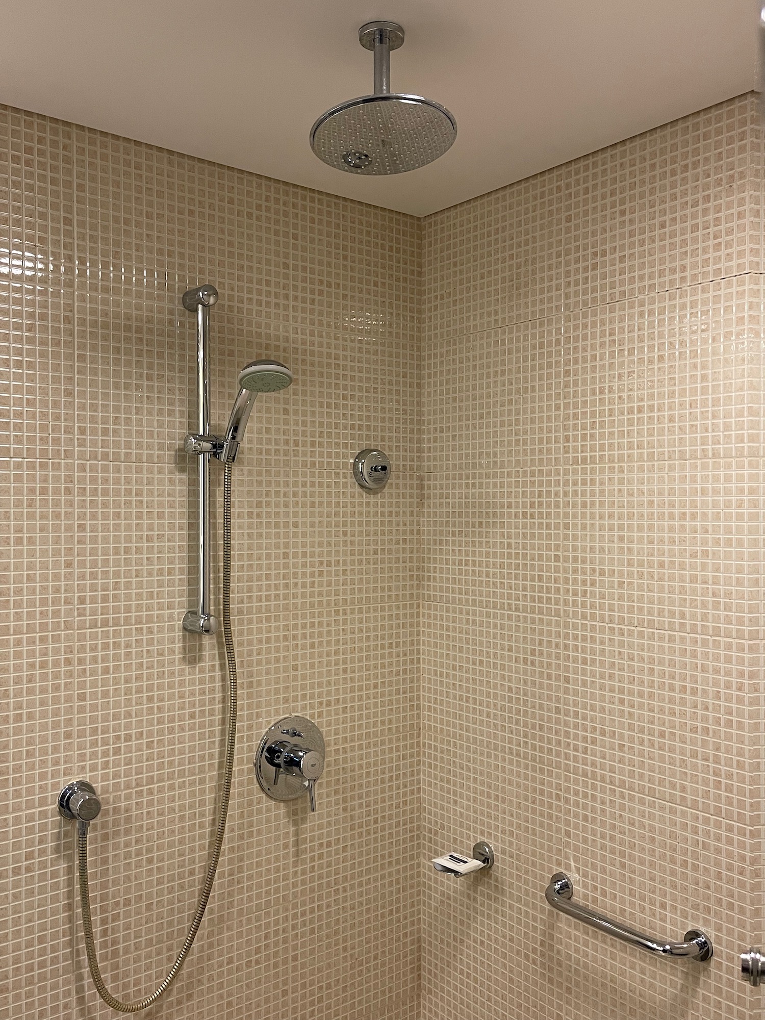 a shower with a shower head