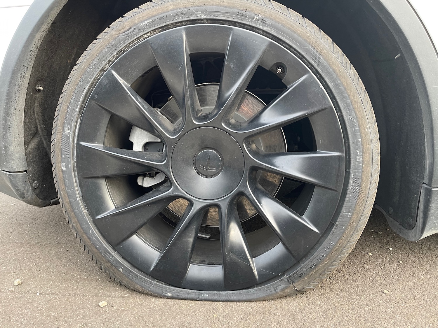 a flat tire on a car