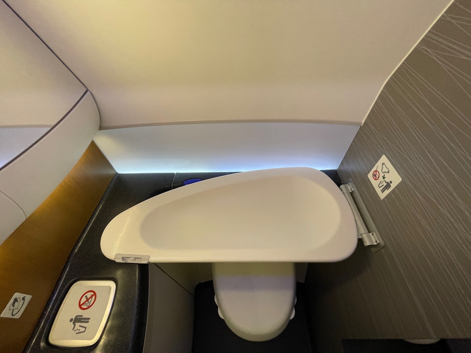 a toilet in a plane