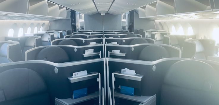 an airplane with rows of seats