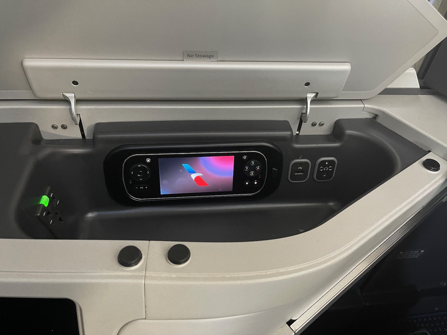 a device in the seat of an airplane