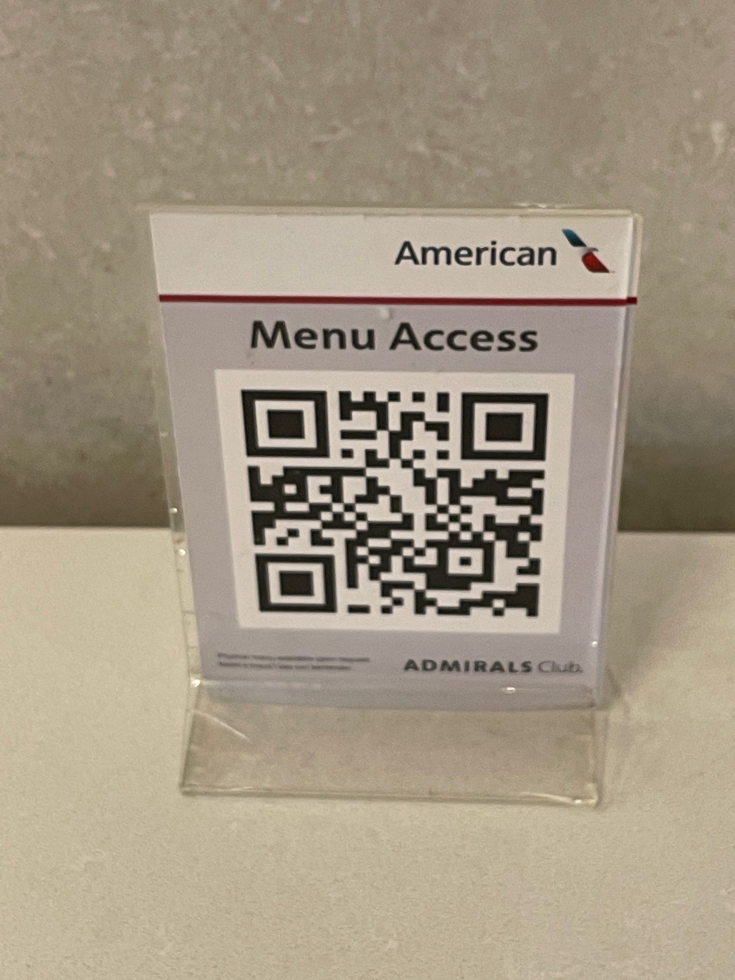 a qr code on a plastic holder