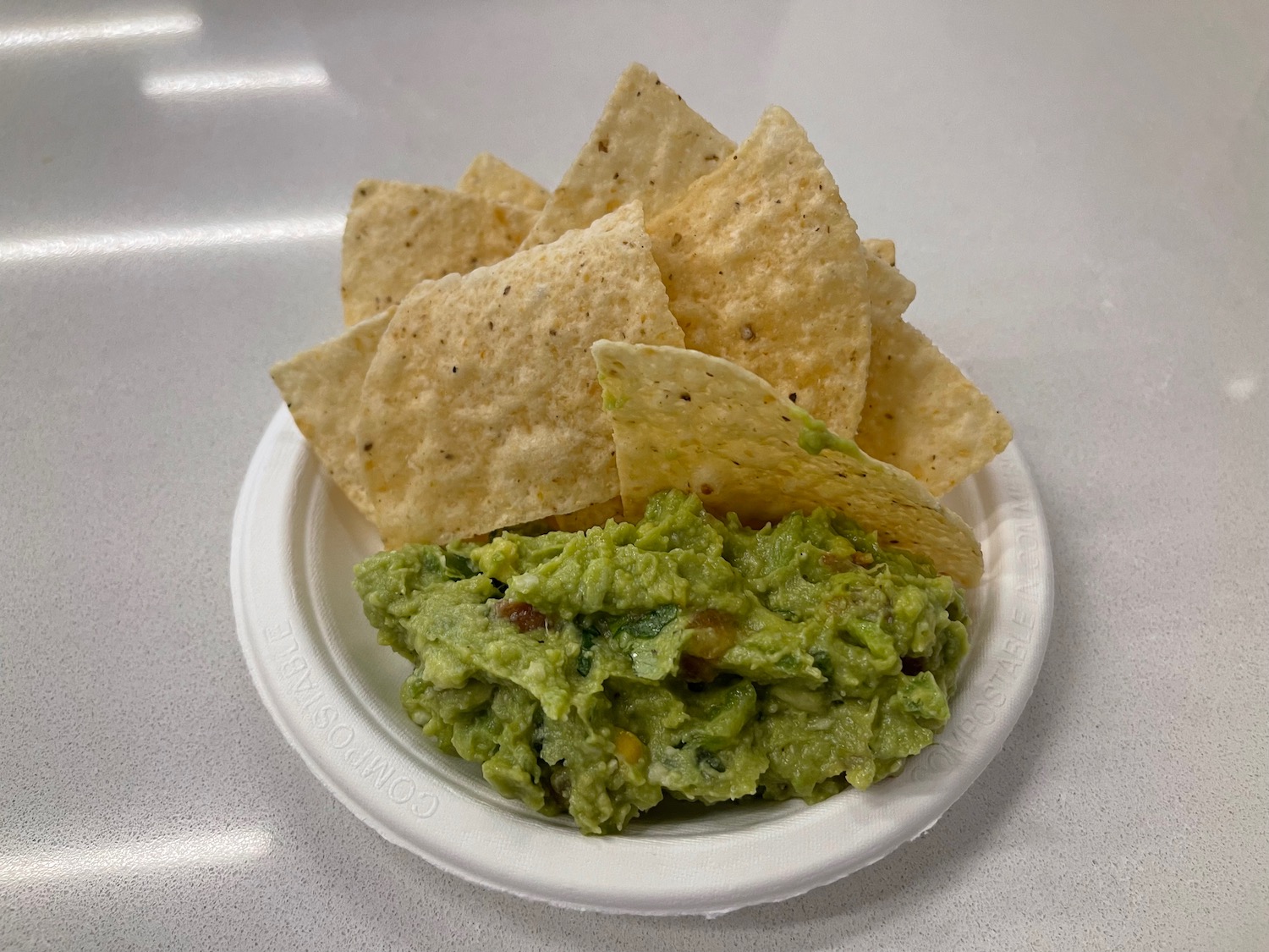 a plate of chips and guacamole