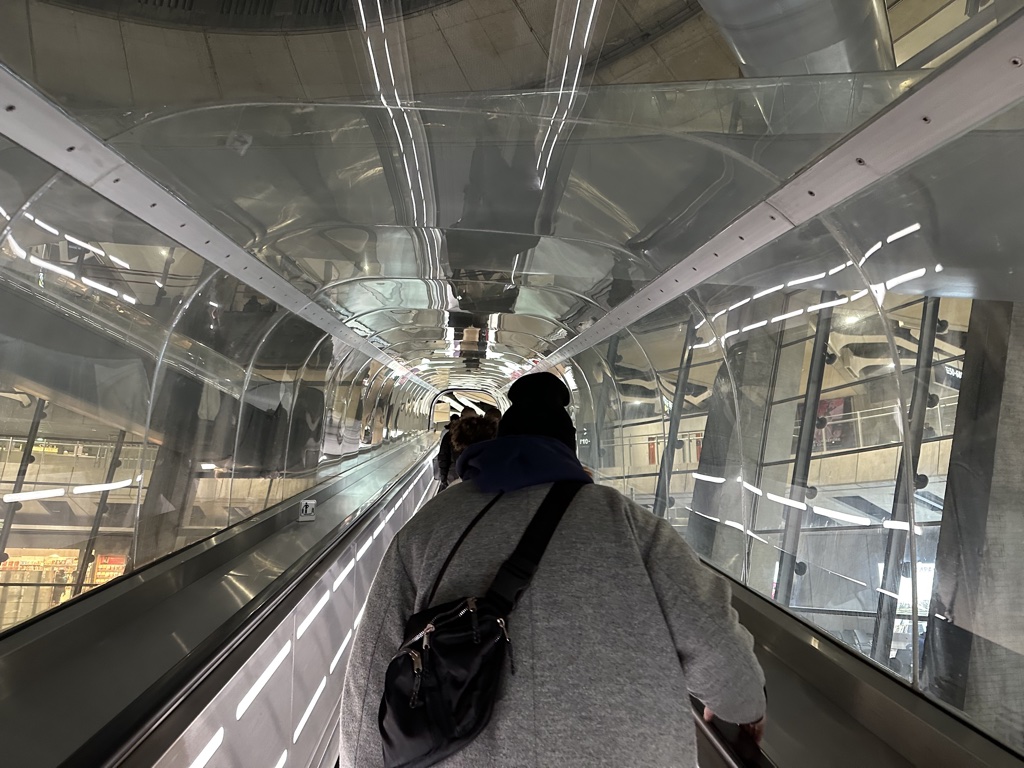 CDG Terminal 1 inside the escalator tubes