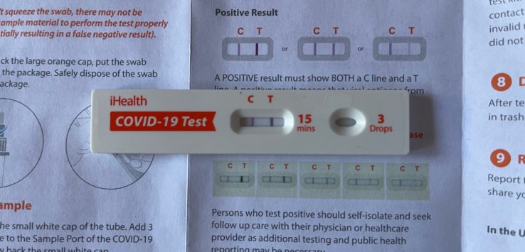 a test strip on a piece of paper