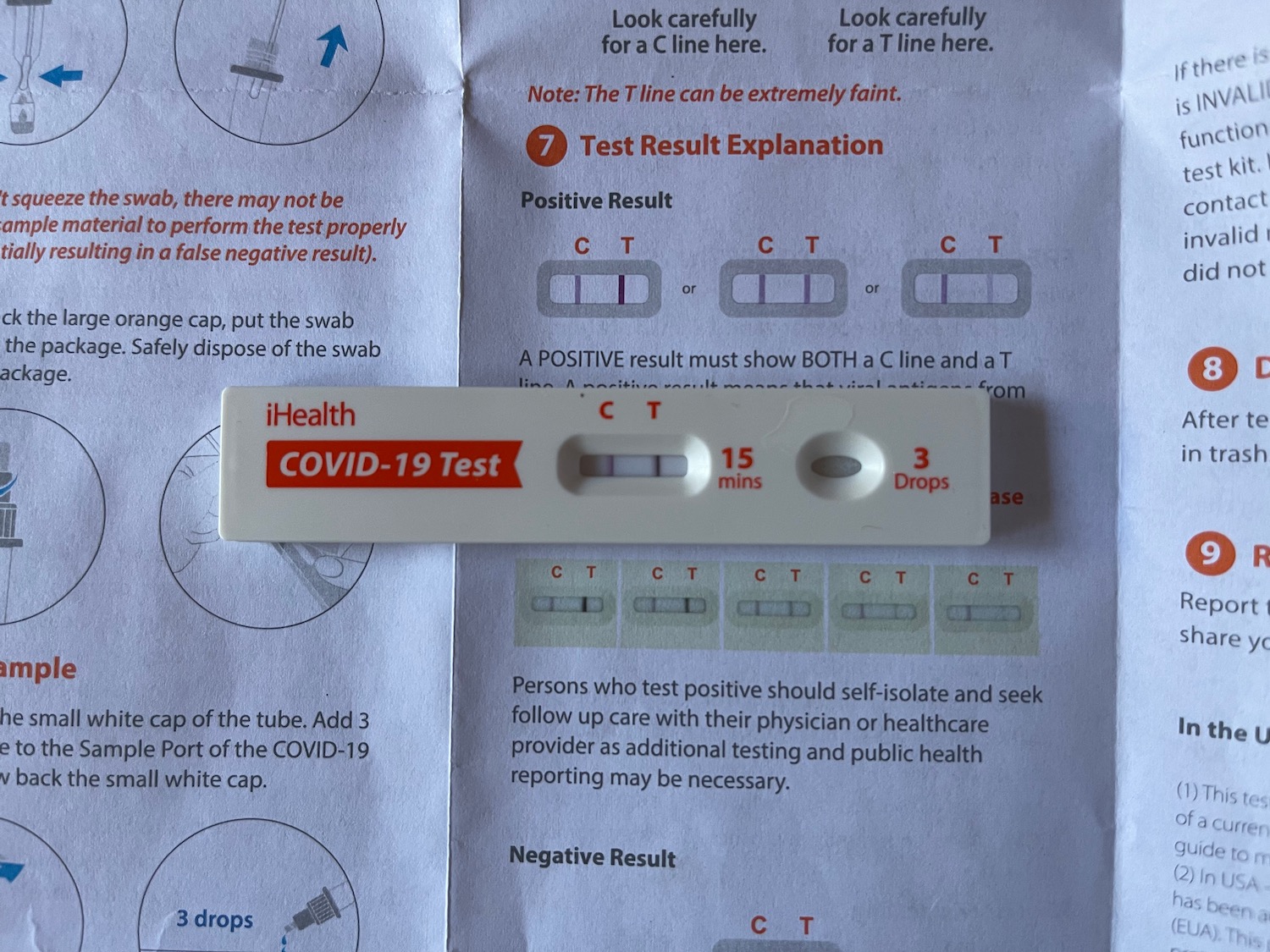 a test strip on a piece of paper