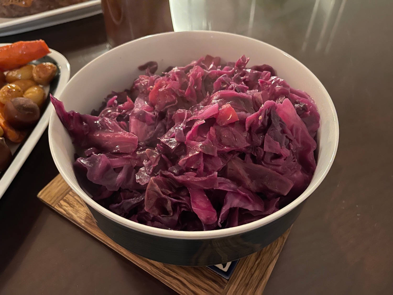 a bowl of red cabbage